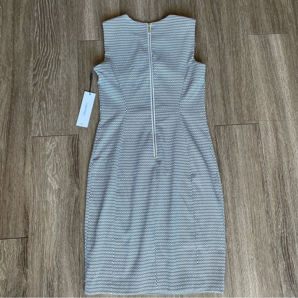 NWT Calvin Klein White Black Diamond Print Sheath Pencil Dress Business 6P - Picture 10 of 16